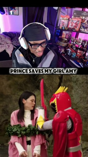 Prince saves Amy the Kyoryuger pink ranger in king ohger #PowerRangers #RangerTowa #Towa #supersentai #TikTokStillHitsContest