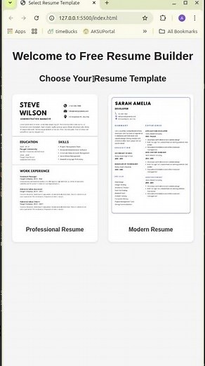 Resume Builder Project using HTML CSS JavaScript 🔥 | Mini Project for Beginners #shorts #coding