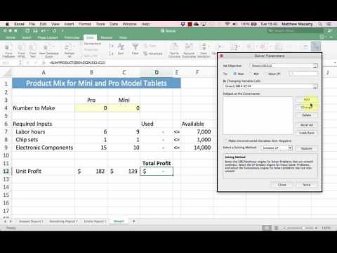 Linear Programming (LP) Optimization with Excel Solver