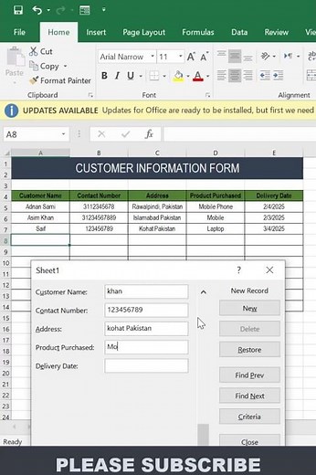 Data Entry Form in Excel | Simple Data Entry Work in Excel