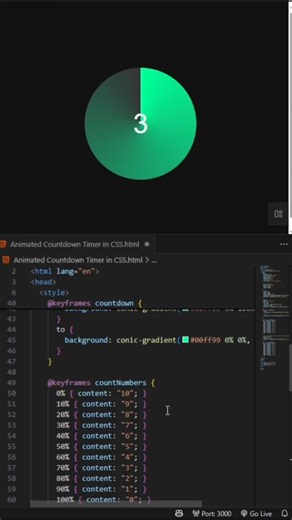 Pure CSS Countdown Timer 🔥 No JavaScript Needed! #css #coding #shorts