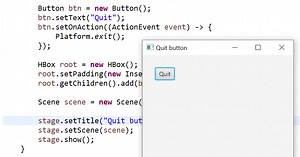 JavaFX Quit Button Example - Terminate Application