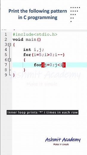 Print Inverted Right Triangle Star Pattern in C | C Programming #cprogramming #coding#codingtutorial