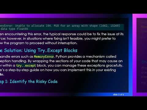 How to Continue with a Python Loop After a Memory Crash