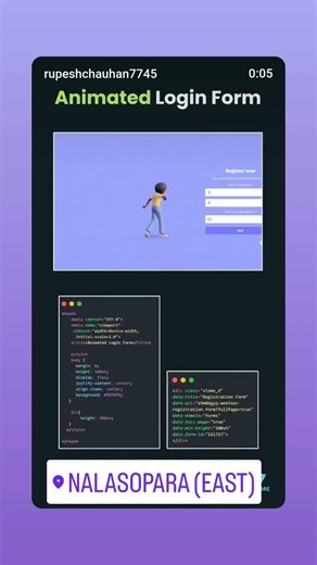 Animation login form page in html and css and javascript