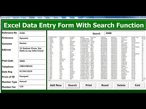 How to Create Excel VBA Data Entry Form With Search Function using Userform - Full Tutorial