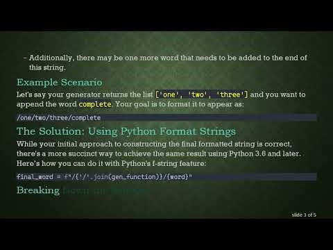 How to Create a Formatted String from a Generator in Python