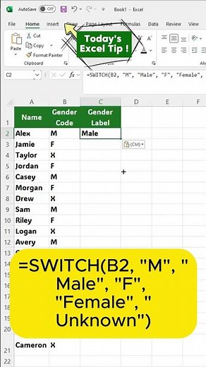Map Codes to Labels in Excel with SWITCH() ⚡| Easy Data Cleanup Tutorial!