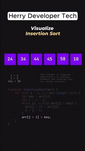 🚀 Visualizing Insertion Sort with JavaScript 🎨 | Sorting Algorithm Explained 🔥||#shorts #short #fyp