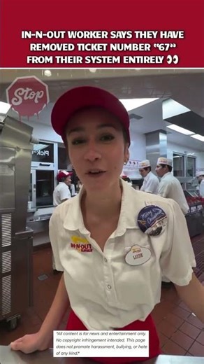 #InNOut employee says they don’t give out the ticket number “67” anymore 💔