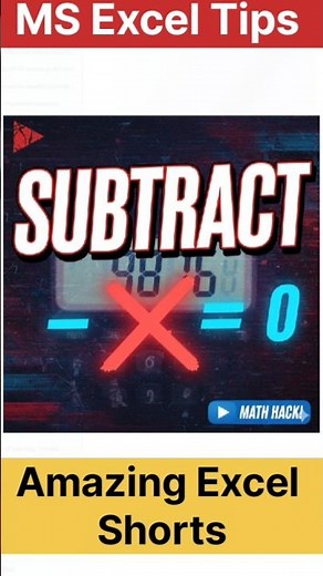 Subtract function of MS Excel | Excel subtract function | Excel subtraction formula | shorts