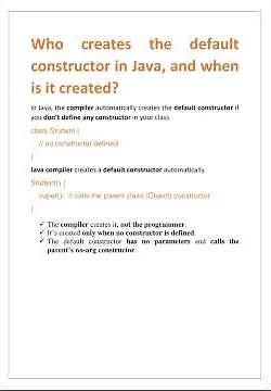 Who creates the default constructor in Java, and when is it created? #java #javaprojects
