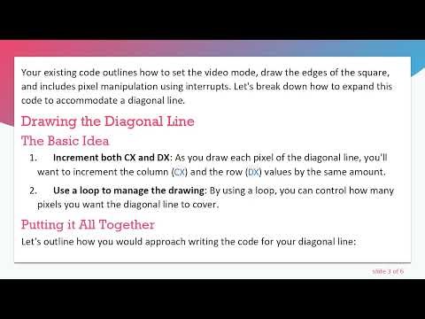 How to Draw a Diagonal Line in EMU8086 Assembly Language