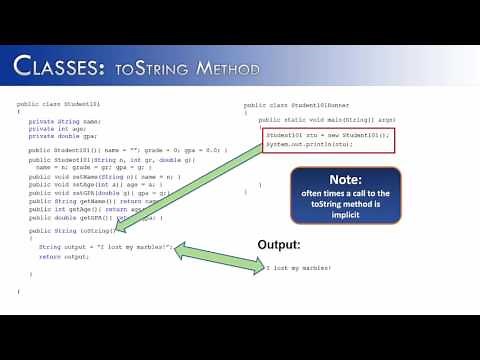 Classes Part 14: toString Method (Java)