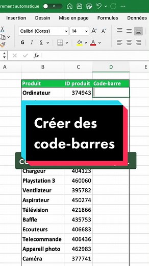 Créer des code-barres facilement sur Excel
