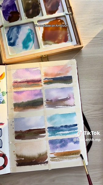 abstract landscapes (pt 2) using only 3 colors from my @Artistro watercolor palette #art #painting #watercolor #watercolorpainting #artinspo