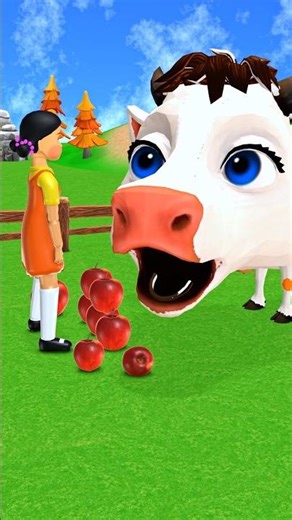 Cow is Eating a Apple so funny 🤣 #animalscartoon #funnyanimals #scaryteacher3d #shorts