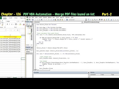 PDF VBA Automation - Merge PDF files based on file path | Combine pdf files Part - 2