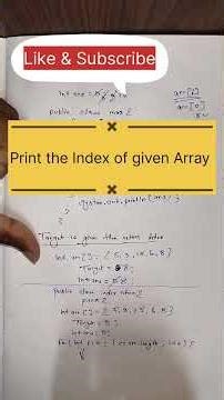 Print the Index of given Array with Java || Data Structure And Algorithms #dynamicprogramming