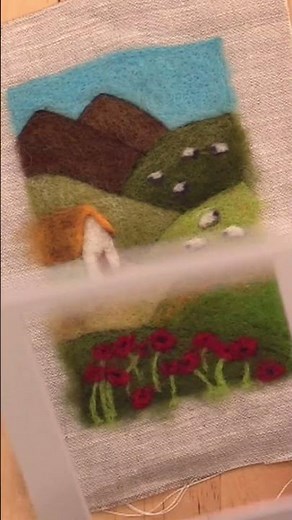 Needle Felt a 2D Folk Art Layered Landscape! New Tutorial Out Now! #livingfelt