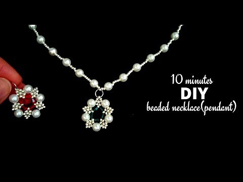 10 minutes DIY beaded necklace(pendant). jewelry making tutorial. Beaded necklace