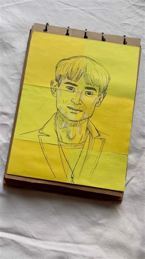 Portrait Drawing using Post it Notes (Sticky notes) and Black Gel pen