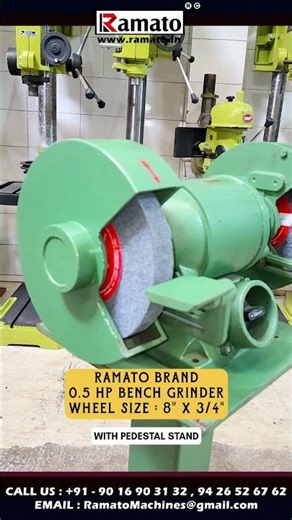 🔥 RAMATO®️ 0.5 HP Bench Grinder | 8”x¾” Wheel | 2800 RPM | Heavy Duty Grinder | Made in India | HMP