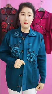 #Middle-aged and elderly women's clothing #Knitted cardigan #Super comfortable fabric