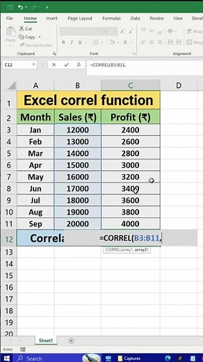 🔥 Discover the hidden connection between Sales and Profit using the CORREL Function in Excel!