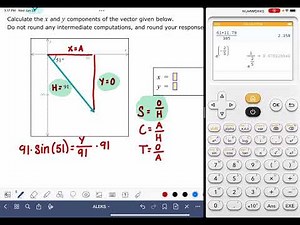 ALEKS: Finding the components of a vector given its graph
