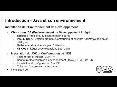 POO en Java avec CIA Formation - Choix de l'IDE