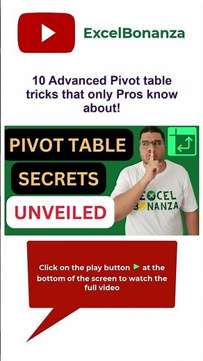 10 ADVANCED PIVOT TABLE TRICKS that only PROS know about