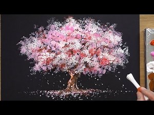 How to Paint a Cherry Tree in Acrylic - Sakura Q-tip Painting Techniques