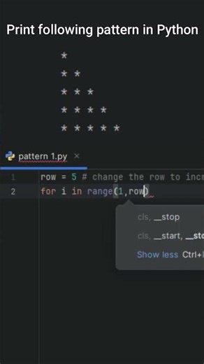 Print the given pattern in python (python for beginners) | Half Right Triangle | Pattern 1 |