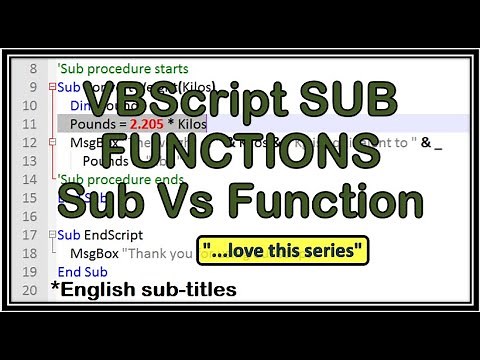 VBScript Sub vs Function - VBScript - Invoke Vbscript - Vbscript Sub - Learn Vbscript-Run Vb Script