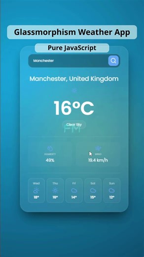 Glassmorphism Weather App in pure JavaScript