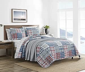 Amazon.com: Nautica - Queen Quilt Set, Soft & Breathable Cotton Bedding with Lightweight Feel, Reversible 3 Piece Bed Set with Matching Pillowcases (Raeford Blue) : Home & Kitchen