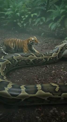 Focus on the Confrontation): BATTLE OF GIANTS: Giant Python Tries to Swallow a TIGER!