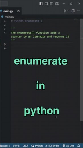 enumerate in python | learn python | enumerate() #python #programming #coding