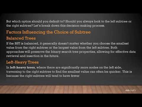Understanding Binary Search Tree Node Removal: Choosing the Right Subtree for Replacement