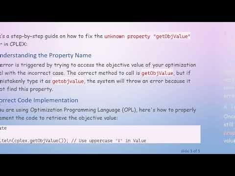 How to Resolve the Unknown Property Error in CPLEX