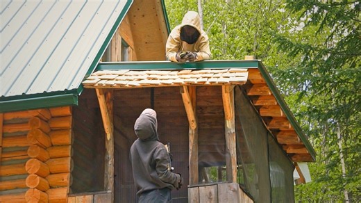 Building a Cedar Shake Roof Extension & a Heavy Door for our Toolshed | Snakes and Gardening
