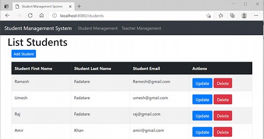Spring Boot CRUD Tutorial with Spring MVC, Spring Data JPA, Thymeleaf, Hibernate, MySQL