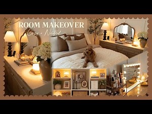COZY NEUTRAL BEDROOM MAKEOVER ✨ Warm & Inviting + Faux Wood Furniture DIY