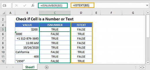 Check if Cell is a Number or Text – Excel & Google Sheets