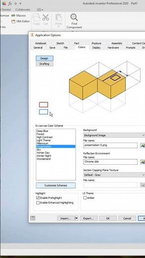 Inventor color settings