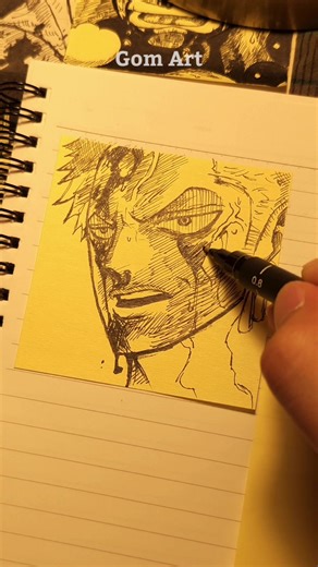 Sticky Note Drawing Compilation ft. Roronoa Zoro, Guts, and More! | Gom Art