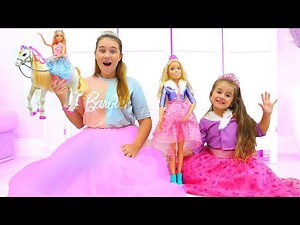 Ruby and Bonnie Play with Barbie Princess Adventure Toys