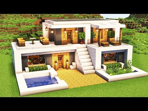 Minecraft Modernes Haus bauen 1.20 Tutorial - Modernes schönes Haus bauen in Minecraft Tutorial