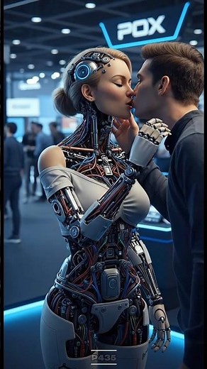 First Kiss Between Human and Android at Futuristic Expo!"#shorts #robot #humanoid
